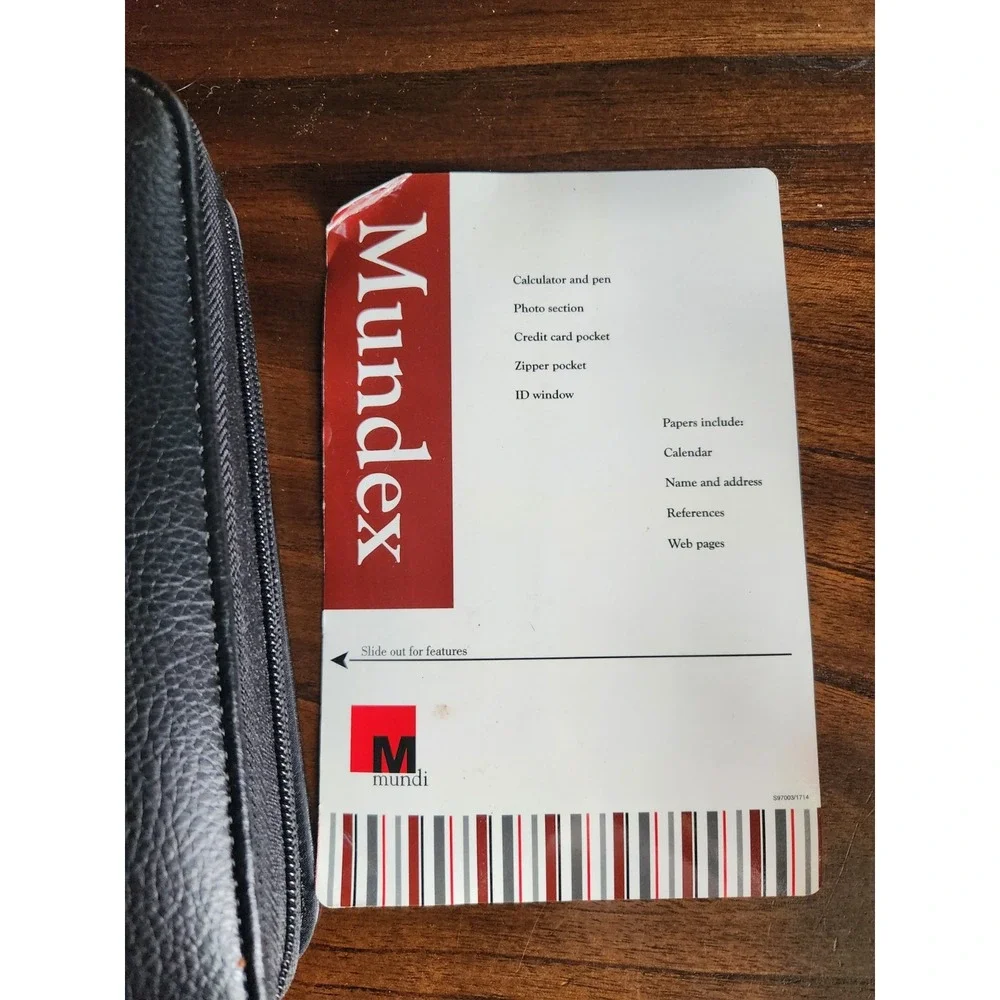 NWT Mundi Mundex Planner Organizer Black Faux Pebble Leather Agenda, Calculator,